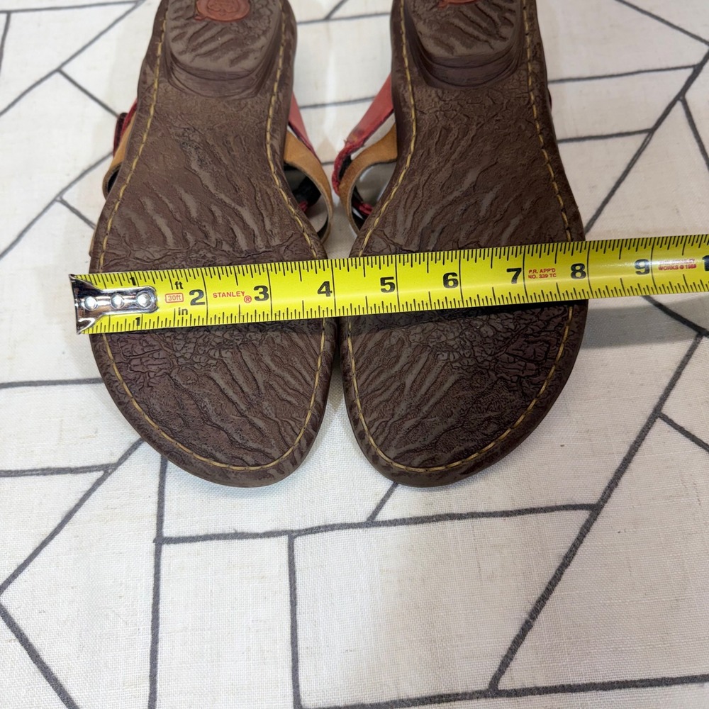 Born Leather Slide Sandals Size 9 Brown Red Braided Strappy Flat D28116 - Picture 8 of 8